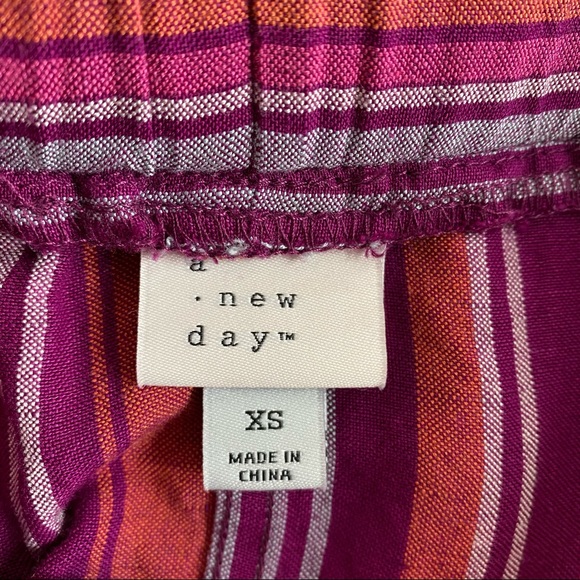 A New Day Linen Stripe Paper Bag Mini Skirt NWT XS - Picture 8 of 9